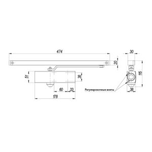 Доводчик Armadillo (Армадилло) дверной со скользящей тягой DCSLIDER45 WH (белый)